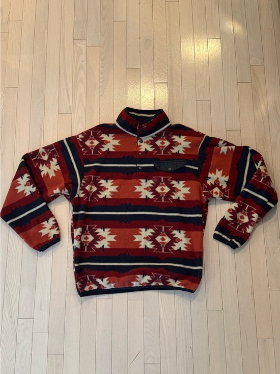 Thread wave Other - Men's Red Aztec Lightweight Shirt Jacket with Snap Placket